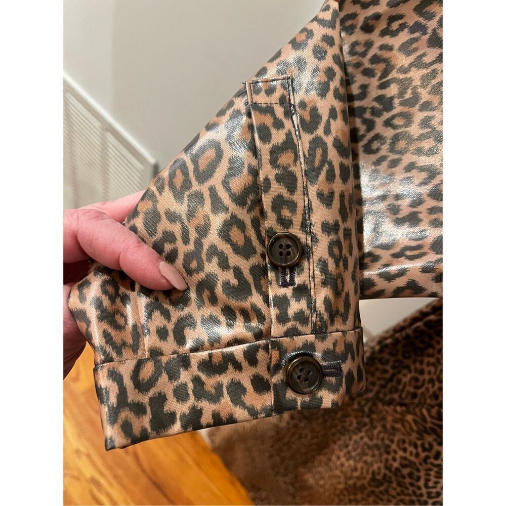 Something Navy Tan Macaroon Leopard Unbelted Rain Coat sz XL NWT - Picture 5 of 8